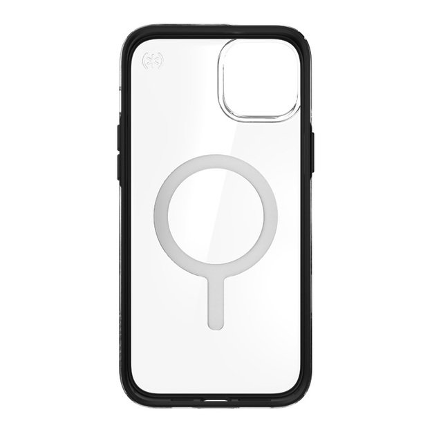 Speck Presidio Perfect-Clear su smūgio geometrija + MagSafe – iPhone 15 Plus / 14 Plus dėklas su MICROBAN danga (skaidrus / juodas) 19