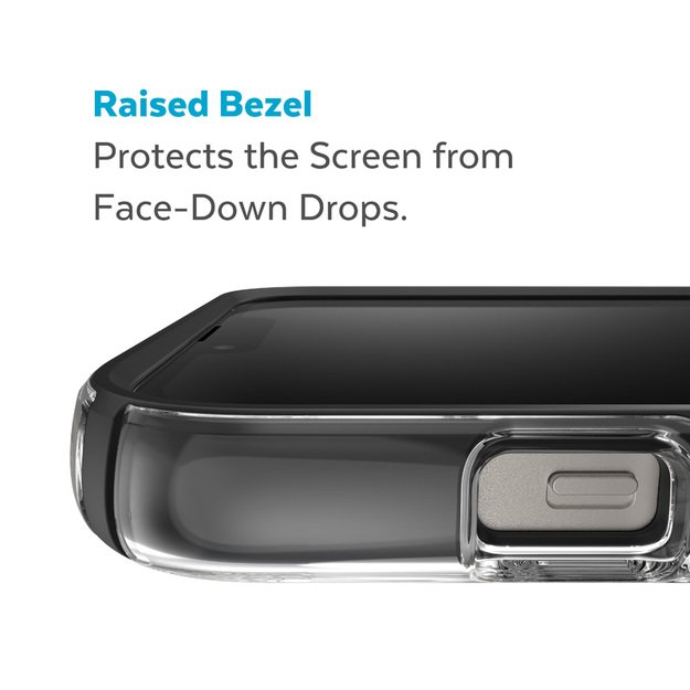 Speck Presidio Perfect-Clear su smūgio geometrija + MagSafe – iPhone 15 Plus / 14 Plus dėklas su MICROBAN danga (skaidrus / juodas) 20