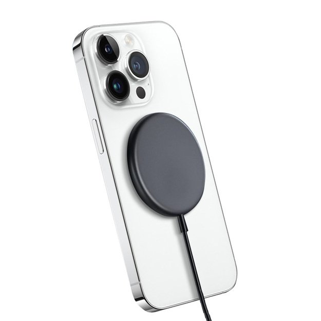 Crong MagSpot – aliuminio belaidis įkroviklis MagSafe (grafitas)