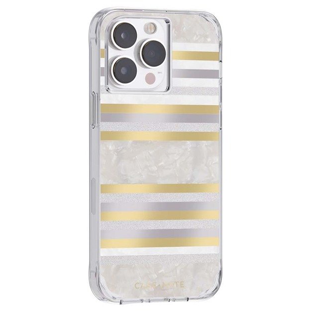 Case-Mate Pearl Stripes MagSafe – perlamutru dekoruotas dėklas skirtas iPhone 14 Pro Max (Pearl Stripes)