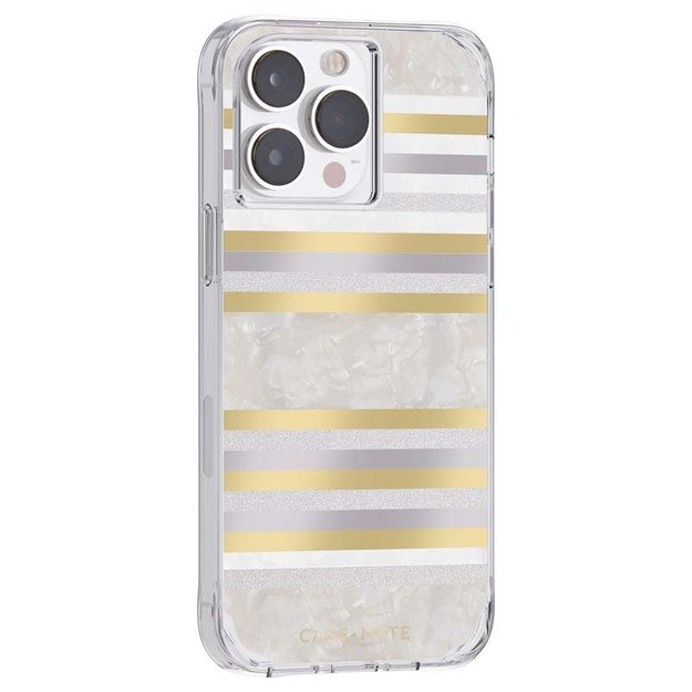 Case-Mate Pearl Stripes MagSafe – perlamutru dekoruotas dėklas skirtas iPhone 14 Pro Max (Pearl Stripes) 2