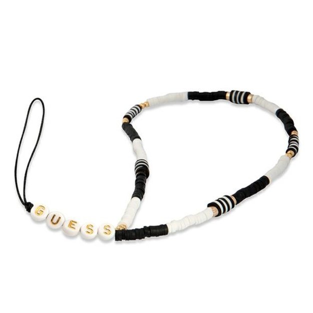 Guess Phone Strap Heishi Beads (Black/White) 1