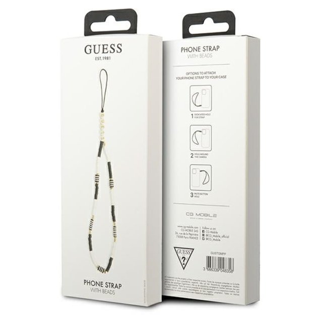 Guess Phone Strap Heishi Beads (Black/White) 3