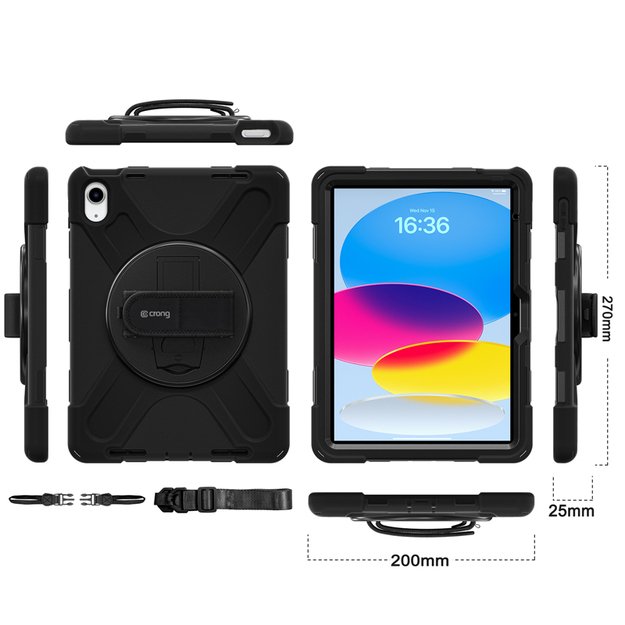 Crong Defender Plus - Rugged Case iPad 11  A16 (2025) / 10.9  (2022) (black) 10