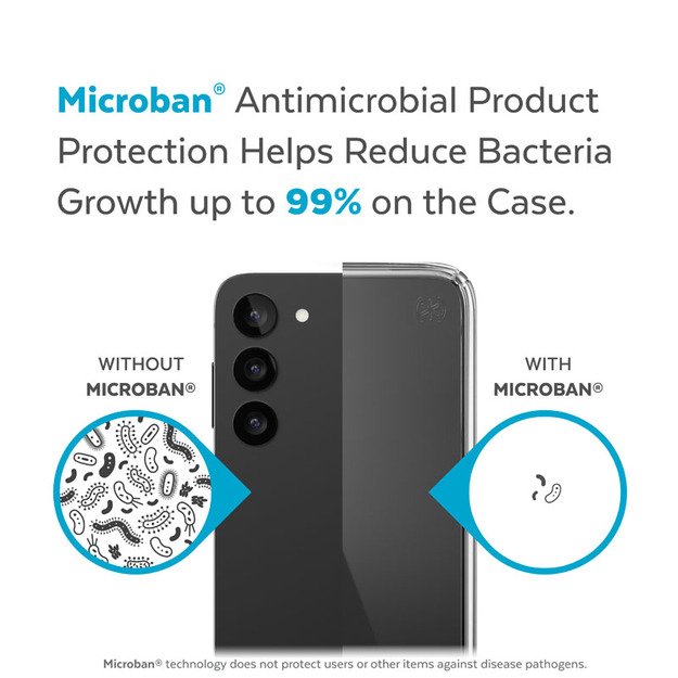 Speck Presidio Perfect-Clear – Samsung Galaxy S23+ dėklas su MICROBAN danga (skaidrus) 20