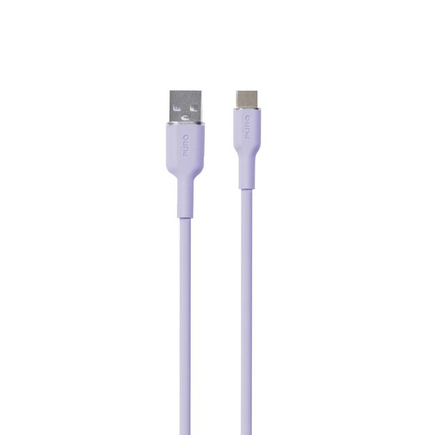 PURO ICON minkštas kabelis – USB-A iki USB-C 1,5 m kabelis (Tech Lavender)