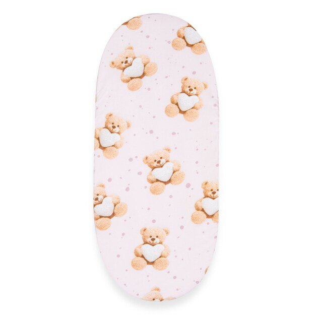 Cotton Sheet for Stroller New Baby Love Teddy Bear pink 35x75 cm