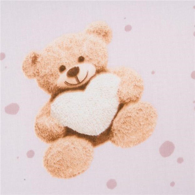 Cotton Sheet for Stroller New Baby Love Teddy Bear pink 35x75 cm 2