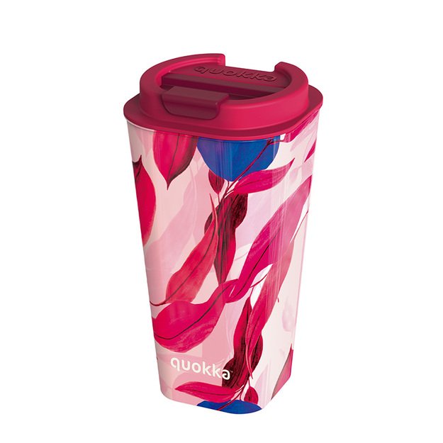 Quokka Vaso Cafe Doble Pared - Plastikinis puodelis su dvigubomis sienelėmis 450 ml (Satsuma) 3