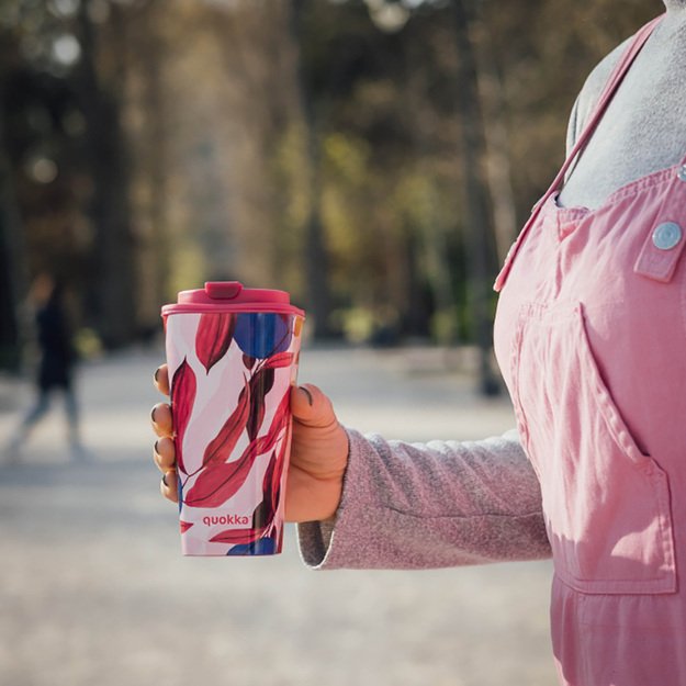 Quokka Vaso Cafe Doble Pared - Plastikinis puodelis su dvigubomis sienelėmis 450 ml (Satsuma) 4