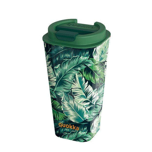 Quokka Vaso Cafe Doble Pared - Plastikinis puodelis su dvigubomis sienelėmis 450 ml (Jungle) 5