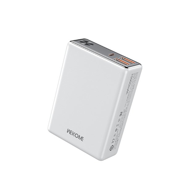 WEKOME WP-27 atspalvių serija – maitinimo blokas 10 000 mAh itin greitas įkrovimas USB-C PD 20W + 2x USB-A QC3.0 22.5W (balta) 24