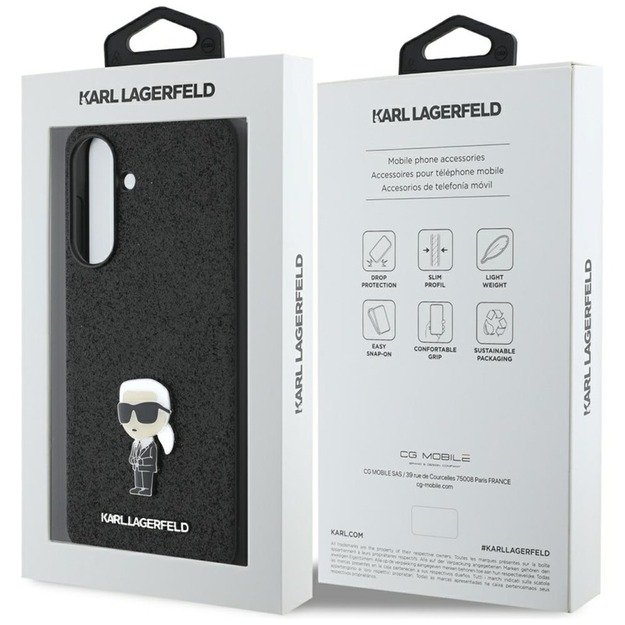 Karl Lagerfeld Fixed Glitter Ikonik Logo Metal Pin - Case for Samsung Galaxy A56 5G (black) 7