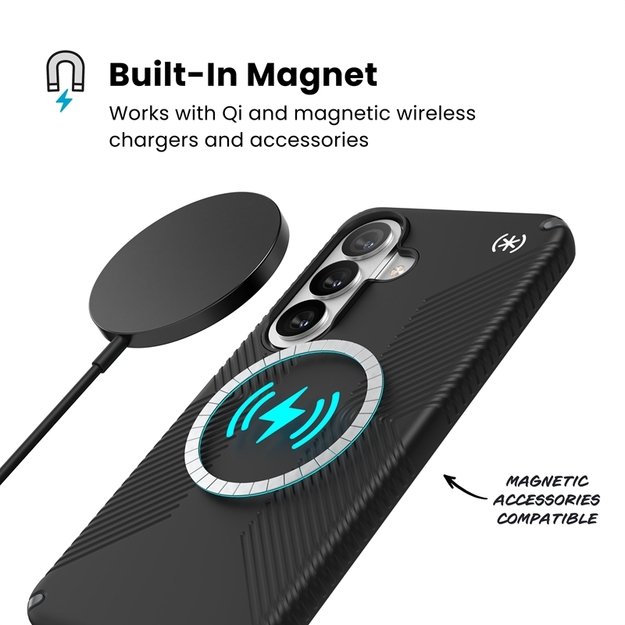 Speck Presidio2 Grip Magnet &ndash; Samsung Galaxy S26 MagSafe Case (Black/Slate Grey/White) 2