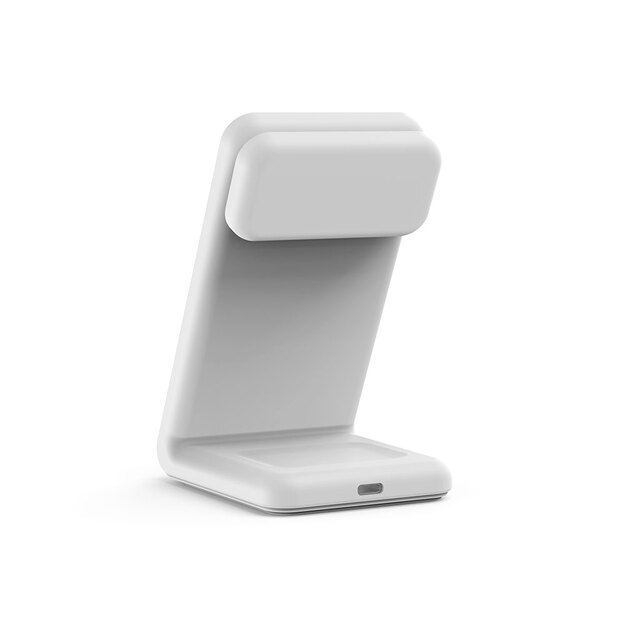 Crong MagSpot Pivot Stand – MagSafe įkroviklis skirtas iPhone, Apple Watch ir AirPods (sniego baltumo)