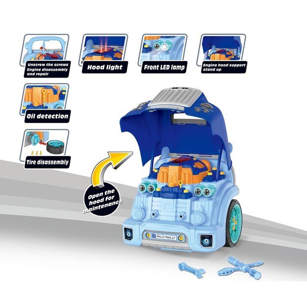 Realistic model of the front of the car with an opening hood Milly Mally N-GINE blue 8