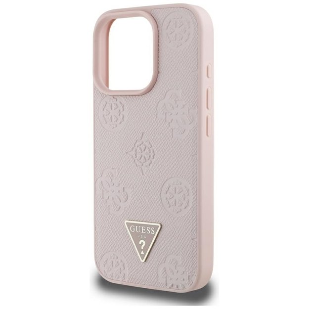 Guess Grained Hot Stamp Peony Triangle Logo MagSafe - Case for iPhone 16 Pro Max (pink)