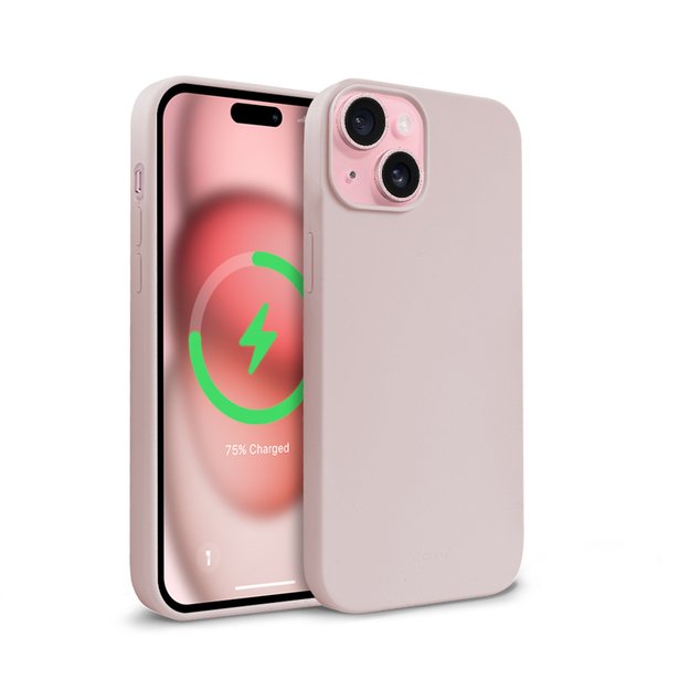 Crong Color Cover Magnetic – dėklas iPhone 15 MagSafe (smėlio rožinis)