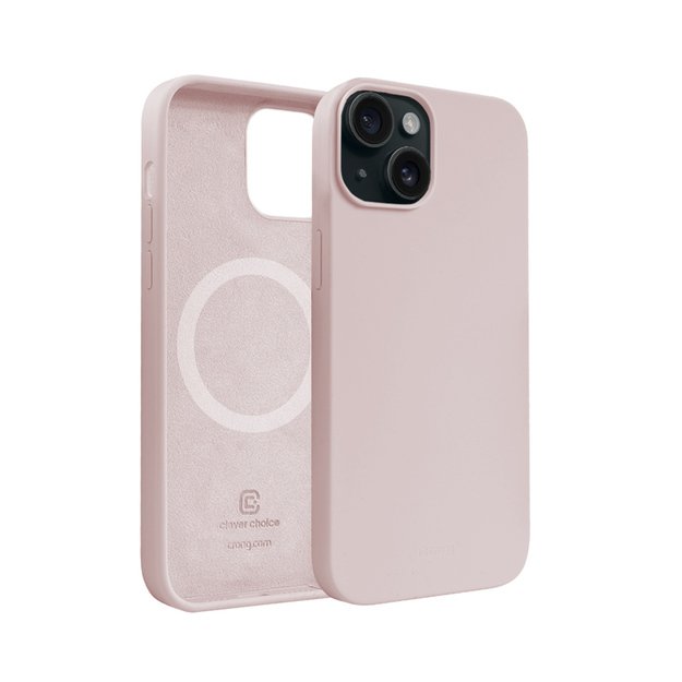 Crong Color Cover Magnetic – dėklas iPhone 15 MagSafe (smėlio rožinis)