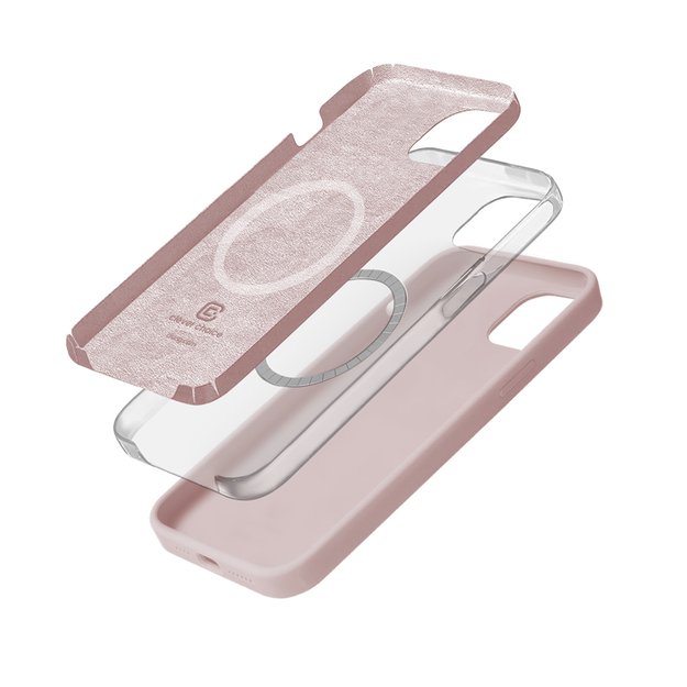 Crong Color Cover Magnetic – dėklas iPhone 15 MagSafe (smėlio rožinis)