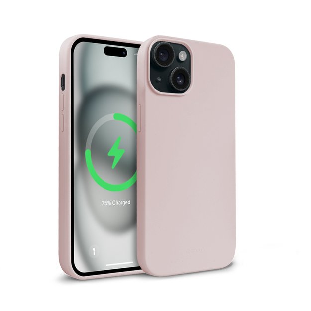 Crong Color Cover Magnetic – dėklas iPhone 15 MagSafe (smėlio rožinis)