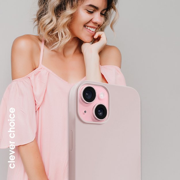 Crong Color Cover Magnetic – dėklas iPhone 15 MagSafe (smėlio rožinis)