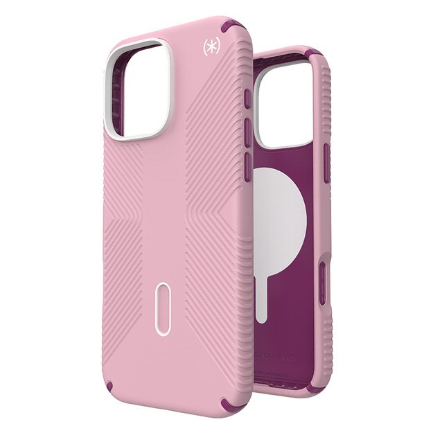 Speck Presidio2 Grip ClickLock & MagSafe – dėklas, skirtas iPhone 16 Pro Max (trečiadienio rožinė / Boysenberry violetinė / balta)