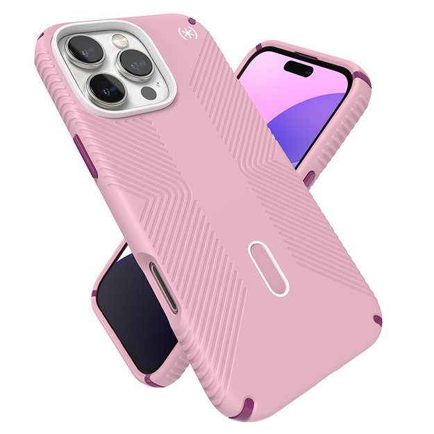 Speck Presidio2 Grip ClickLock & MagSafe – dėklas, skirtas iPhone 16 Pro Max (trečiadienio rožinė / Boysenberry violetinė / balta)