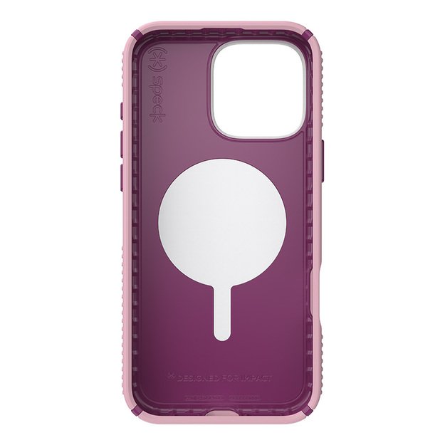 Speck Presidio2 Grip ClickLock & MagSafe – dėklas, skirtas iPhone 16 Pro Max (trečiadienio rožinė / Boysenberry violetinė / balta)