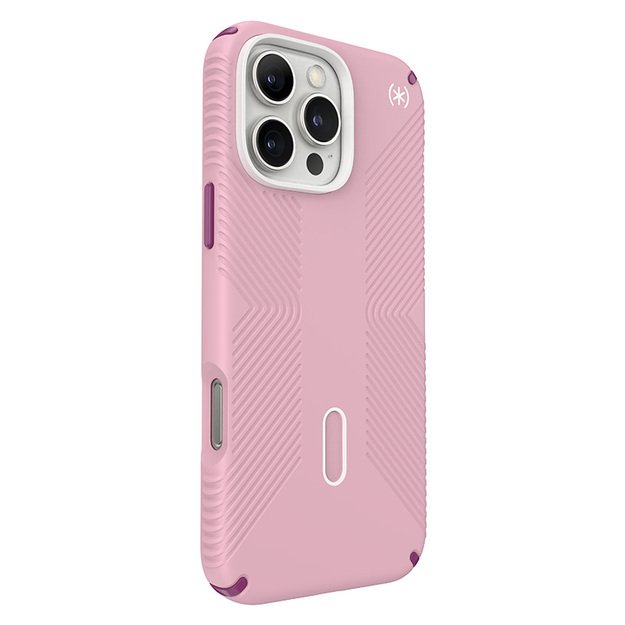 Speck Presidio2 Grip ClickLock & MagSafe – dėklas, skirtas iPhone 16 Pro Max (trečiadienio rožinė / Boysenberry violetinė / balta)