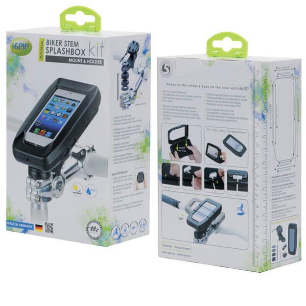 iGrip Universal Biker Stem Splashbox išmaniesiems telefonams