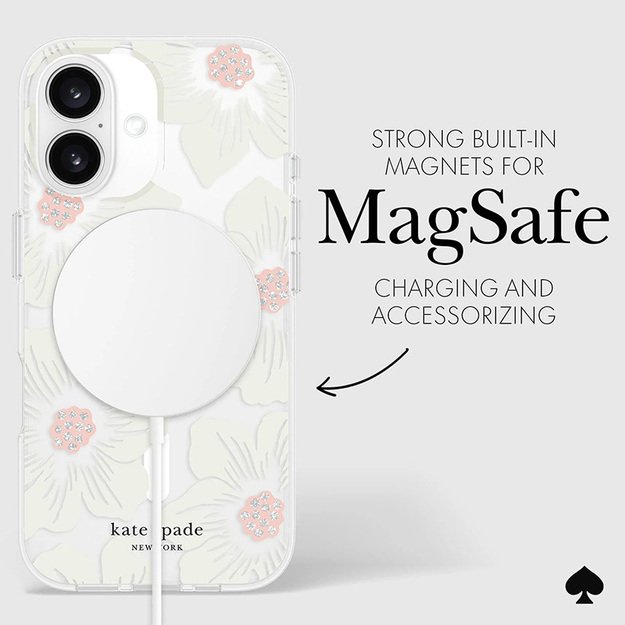 Kate Spade New York Protective MagSafe – dėklas, skirtas iPhone 16 (Hollyhock Floral)