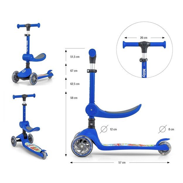 FUZZY 3-Wheel Balance Scooter with Seat for Kids blue