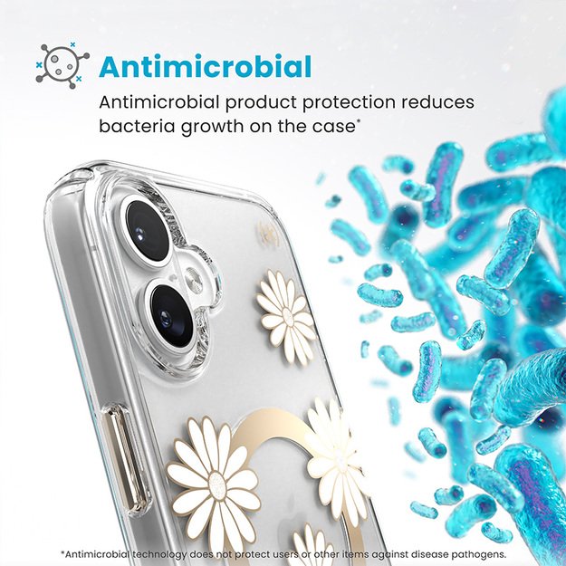 Speck Presidio Lux ClickLock & MagSafe – dėklas, skirtas iPhone 16 Plus (Sunshine Daisies / skaidrus / auksinis) 19