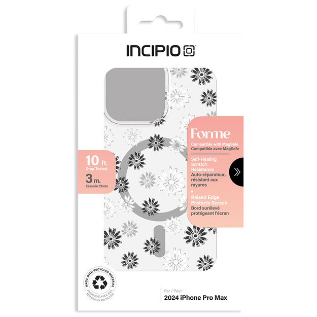 Incipio Forme MagSafe – dėklas iPhone 16 Pro Max (Ditzy Floral Silver)