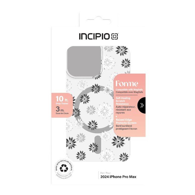 Incipio Forme MagSafe – dėklas iPhone 16 Pro Max (Ditzy Floral Silver)