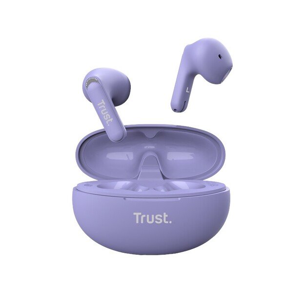 Trust Yavi – belaidės ausinės Bluetooth TWS su įkrovimo dėklu ir ENC (violetinė) 16