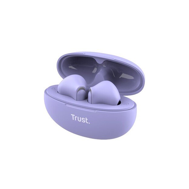 Trust Yavi – belaidės ausinės Bluetooth TWS su įkrovimo dėklu ir ENC (violetinė)