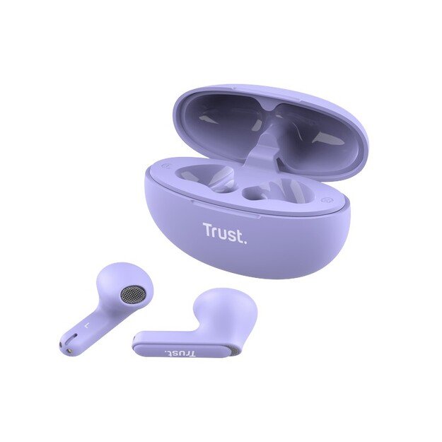 Trust Yavi – belaidės ausinės Bluetooth TWS su įkrovimo dėklu ir ENC (violetinė)