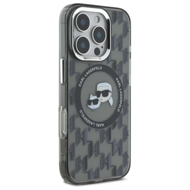 Karl Lagerfeld IML Monogram Karl & Choupette Head MagSafe - Case for iPhone 16 Pro (black)