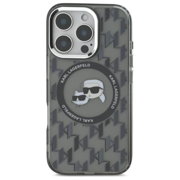Karl Lagerfeld IML Monogram Karl & Choupette Head MagSafe - Case for iPhone 16 Pro (black)