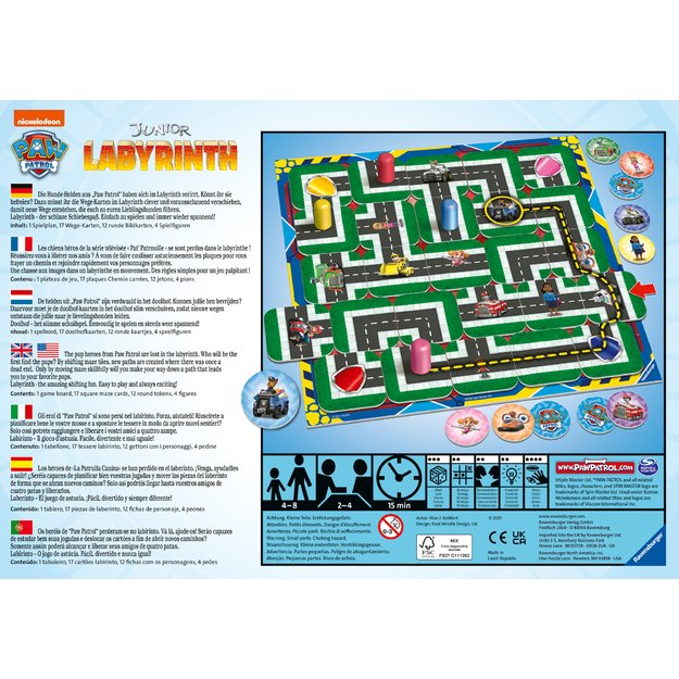 Ravensburger Board Game Junior Labyrinth PAW Patrol