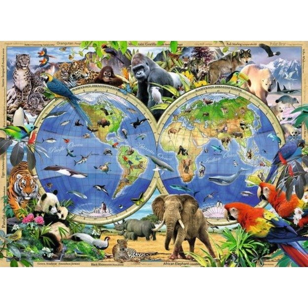 Ravensburger Puzzle 300 pc World Atlas with Animals