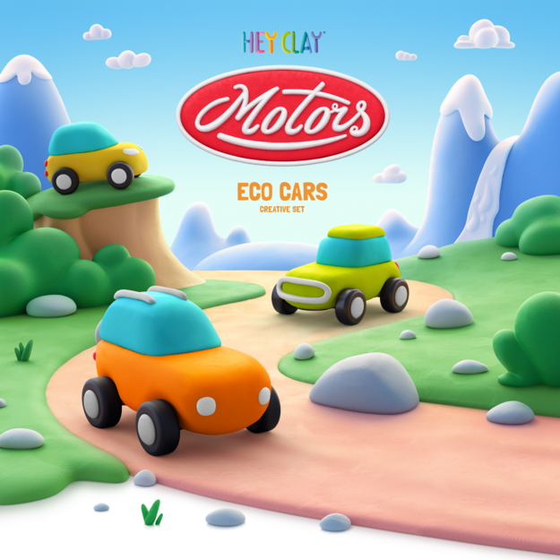 HEY CLAY Modeling Clay Eco Cars with Wheels