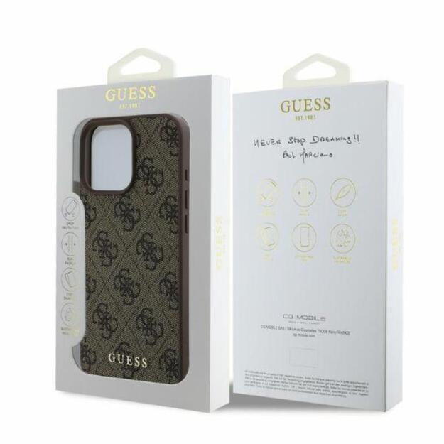 „Guess 4G Classic“ – dėklas iPhone 16 Pro (rudas) 4
