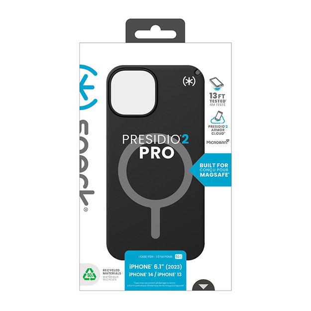 Speck Presidio2 Pro Magsafe – dėklas, skirtas iPhone 15 / iPhone 14 / iPhone 13 (juodas / šiferio pilkas / baltas)