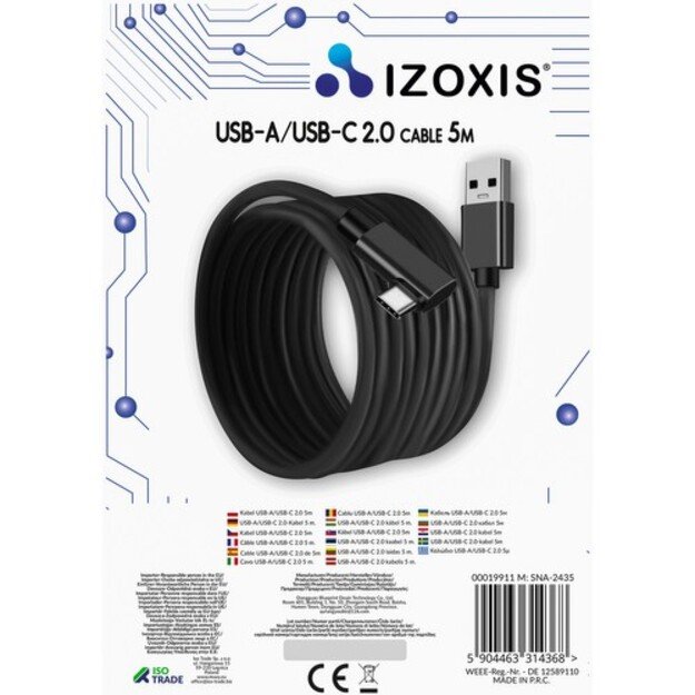 USB-A 2.0 5m C Izoxis 19911 laidas