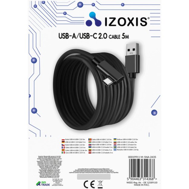 USB-A 2.0 5m C Izoxis 19911 laidas