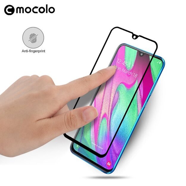 Mocolo 3D 9H Full Glue – viso ekrano apsauga, skirta Samsung Galaxy A40 (juoda) 1