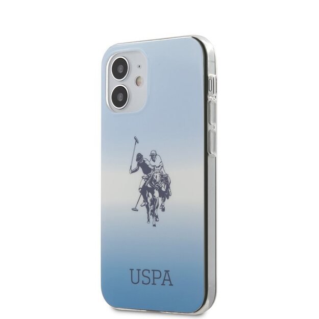 US Polo Assn Dh ir logotipo gradientas – Etui iPhone 12 Mini (mėlynas)